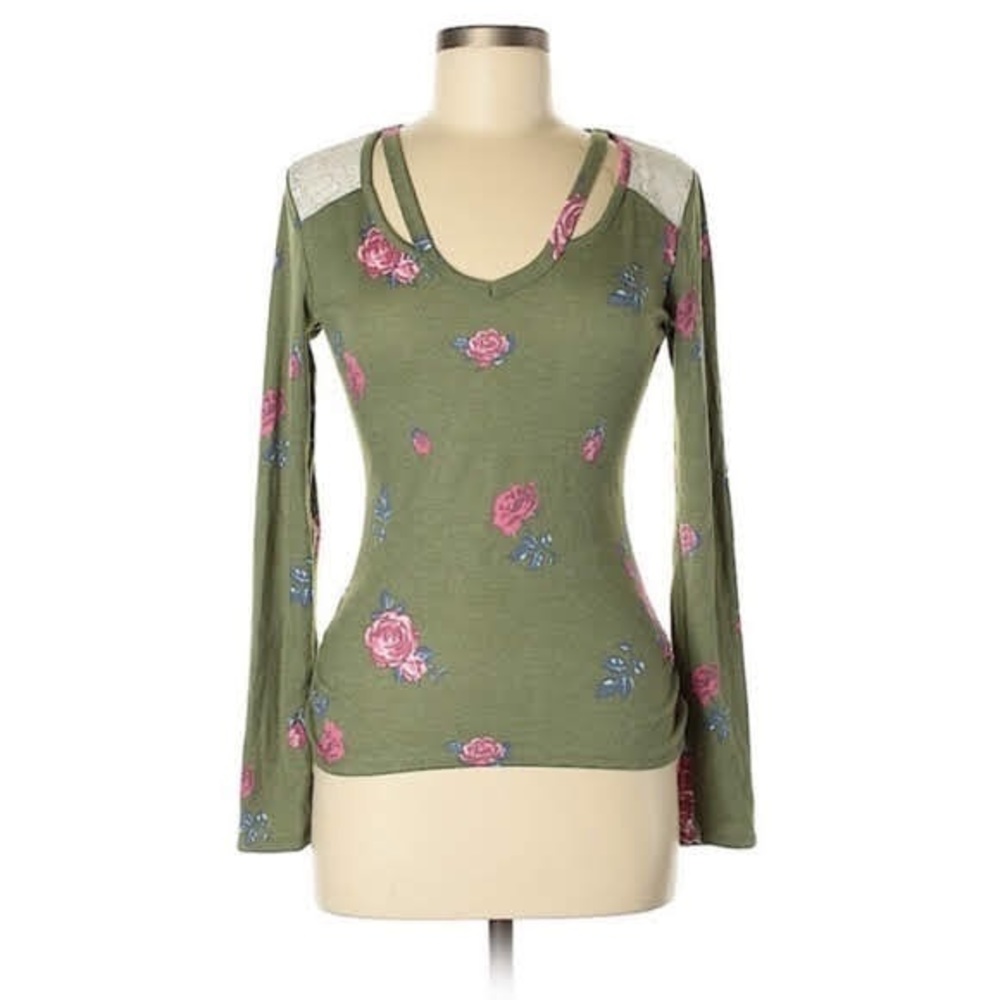 3/$20 Ribbed Top, Green Floral - Picture 5 of 8